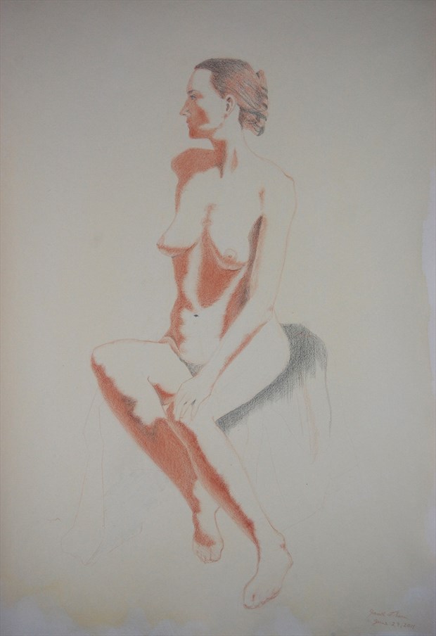 %22Woman Sitting%22 Artistic Nude Artwork by Artist Little Sodus Studio